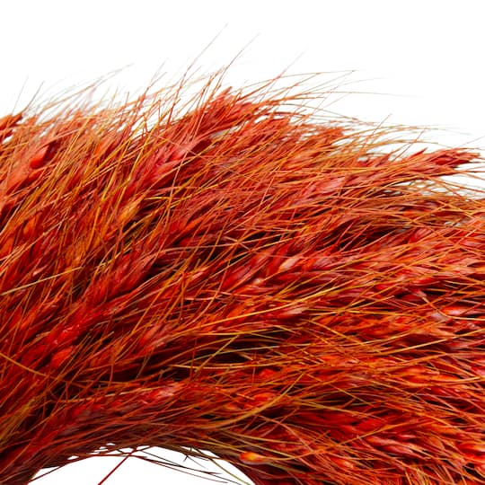 16" Red & Orange Ears of Wheat Fall Harvest Wreath